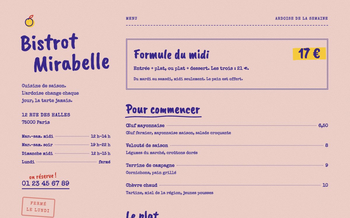 Aperçu du site Bistrot Mirabelle